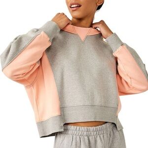 Free People Gray and Peach Colorblock Sweatshirt